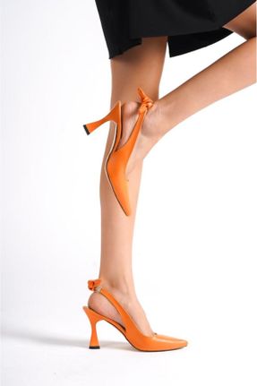 کفش پاشنه بلند کلاسیک نارنجی زنانه چرم پاشنه نازک پاشنه متوسط ( 5 - 9 cm ) کد 753271462