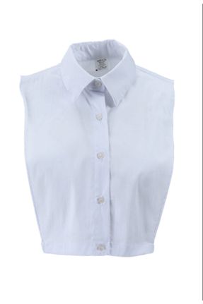 پیراهن سفید زنانه رگولار یقه پیراهنی پنبه (نخی) کد 81330023