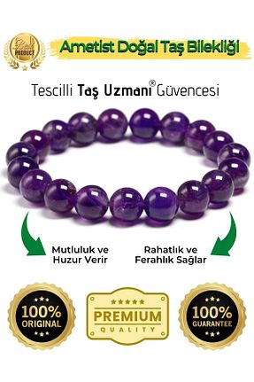 دستبند جواهر بنفش زنانه سنگ طبیعی TAŞ UZMANI - کد 751929787