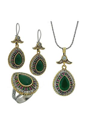 ست نقره سبز زنانه زیرکن Beyisa - کد 131435635