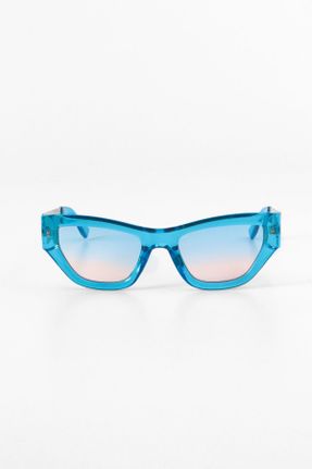 عینک آفتابی آبی زنانه 55 UV400 سایه روشن گربه ای کد 754545835