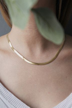 گردنبند استیل ( فولاد ) طلائی زنانه استیل ضد زنگ Bukika - کد 243786644