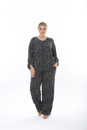 ست بالاتنه و پائین تنه سایز بزرگ مشکی زنانه فاق نرمال XL Modam - کد 754633625