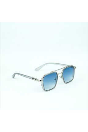 عینک آفتابی آبی زنانه 53 UV400 فلزی سایه روشن بیضی کد 754670946