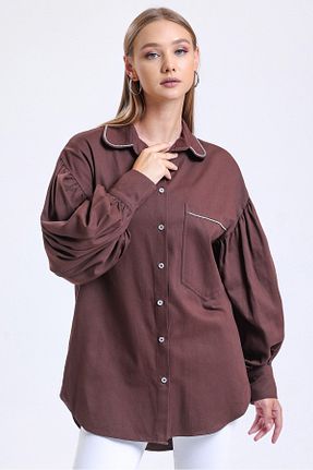 پیراهن قهوه ای زنانه اورسایز MD trend - کد 754963578