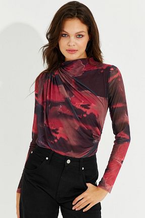 بلوز زرشکی زنانه طرح دار Cool & Sexy - کد 753639579