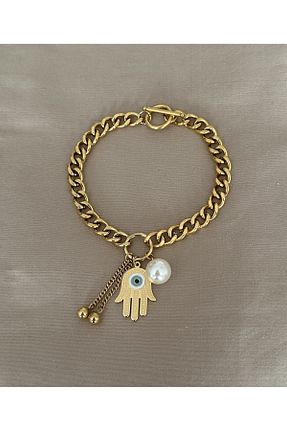 دستبند استیل (فولاد) زرد زنانه استیل (فولاد) emy by emel luxury silver jewelry - کد 750438590