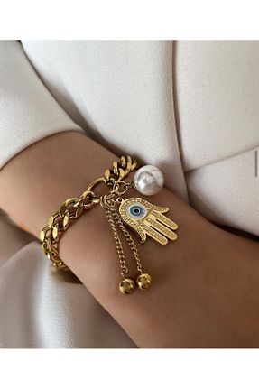 دستبند استیل (فولاد) زرد زنانه استیل (فولاد) emy by emel luxury silver jewelry - کد 750438590