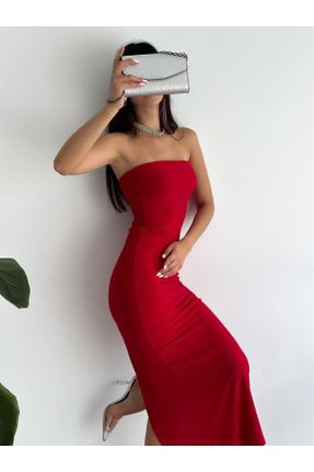 لباس قرمز زنانه بافت پلی استر استراپلز کد 95705153