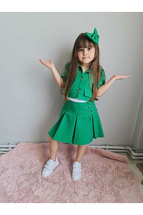 ست بالاتنه و پائین تنه سبز بچه گانه بافتنی Fatma Kına Fenomen Kids - کد 753303523