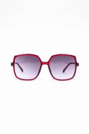 عینک آفتابی زرشکی زنانه 56 UV400 استخوان مات مستطیل کد 753515310