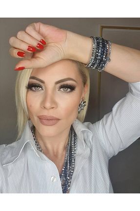 گردنبند جواهر طوسی زنانه شیشه Fatma yaşar - کد 218275261