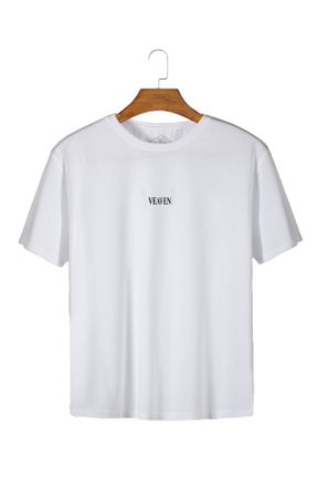 تی شرت سفید زنانه اورسایز یقه گرد بیسیک کد 752407923