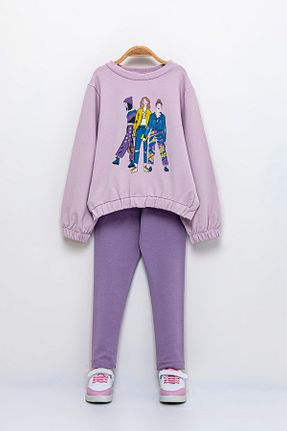 ست بالاتنه و پائین تنه بنفش بچه گانه بافت Tuffy Kids - کد 753693483