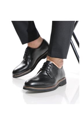 کفش کژوال مشکی مردانه چرم طبیعی پاشنه کوتاه ( 4 - 1 cm ) پاشنه ساده کد 753727980