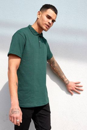 تی شرت خاکی مردانه رگولار یقه پولو پنبه (نخی) تکی بیسیک کد 713088230