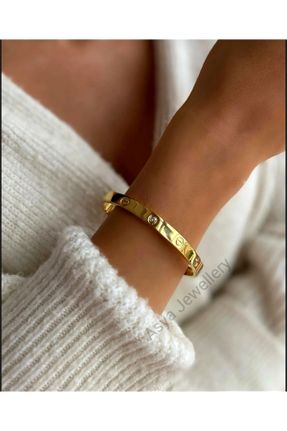 دستبند استیل طلائی زنانه فولاد ( استیل ) کد 754420140