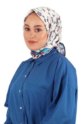 روسری آبی 90 x 90 Bursa İpek - کد 753307029