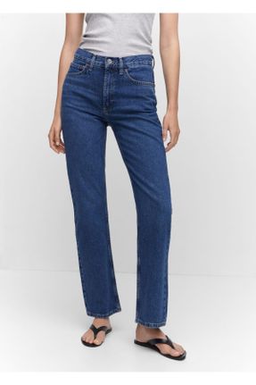 شلوار جین آبی زنانه پاچه رگولار ساده استاندارد کد 473636054
