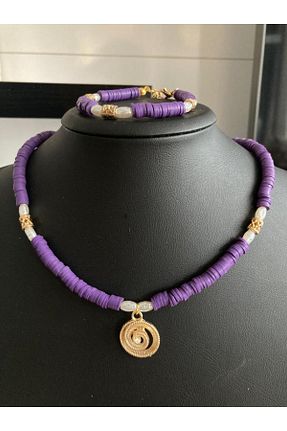 ست جواهر بنفش زنانه روکش طلا As - کد 753390377
