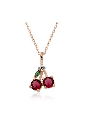 گردنبند نقره صورتی زنانه 925 عیار Aya Diamond - کد 753583573