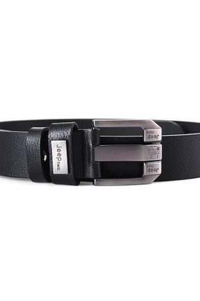 کمربند مشکی مردانه چرم خالص Jeep - کد 754910527