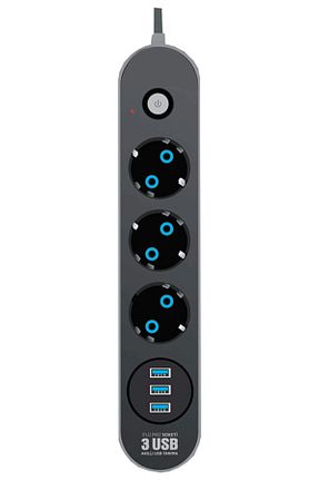 کابل افزودنی پریز گروهی مشکی 3 Holly - کد 87768129