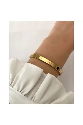 دستبند استیل طلائی زنانه فولاد ( استیل ) کد 754576006