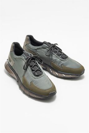 کفش اسنیکر خاکی مردانه بند دار پارچه نساجی کد 755118735
