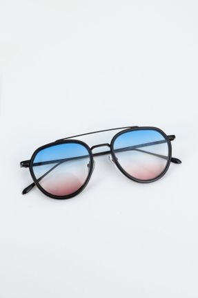 عینک آفتابی آبی زنانه 53 UV400 فلزی سایه روشن بیضی کد 755265047