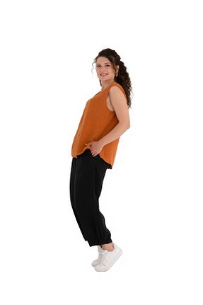 شلوار مشکی زنانه کتان ŞIK STİL - کد 755618018
