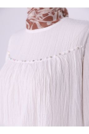 تونیک سفید زنانه بافتنی پنبه - پلی استر رگولار کد 679886278