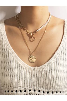 گردنبند جواهر طلائی زنانه آهن کد 755933708