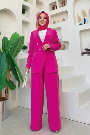 ست بالاتنه و پائین تنه حجاب صورتی زنانه گشاد Bym Fashion - کد 756795676
