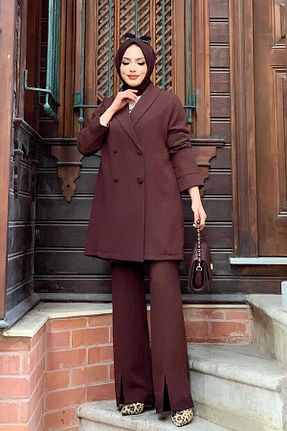 ست بالاتنه و پائین تنه حجاب قهوه ای زنانه رگولار Bym Fashion - کد 756796027