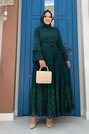 لباس حجاب سبز زنانه ساق پهن Bym Fashion - کد 756794566