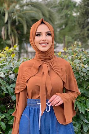 بلوز حجاب قهوه ای زنانه Dad Bym Fashion - کد 756602820