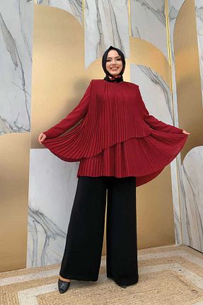 بلوز حجاب زرشکی زنانه Dad Bym Fashion - کد 756603008