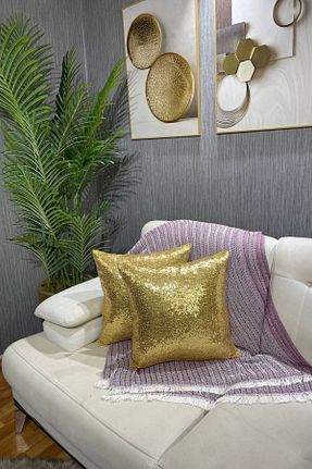 کوسن و روکش کوسن طلائی 1 پارچه Paris Life - کد 755558283
