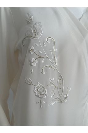 ربدوشام سفید زنانه ابریشم nisa46 - کد 755529607
