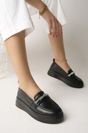 کفش لوفر مشکی زنانه پلی اورتان پاشنه متوسط ( 5 - 9 cm ) کد 755627461