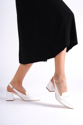کفش پاشنه بلند کلاسیک سفید زنانه چرم مصنوعی پاشنه ضخیم پاشنه متوسط ( 5 - 9 cm ) کد 752288454