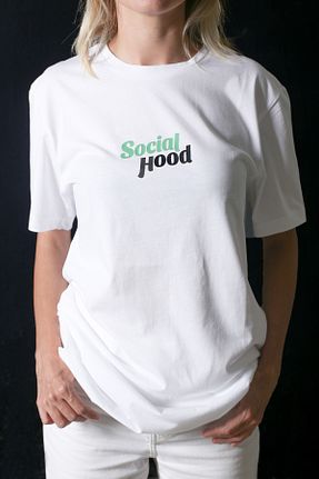 تیشرت سفید زنانه رگولار Social Hood - کد 745947179