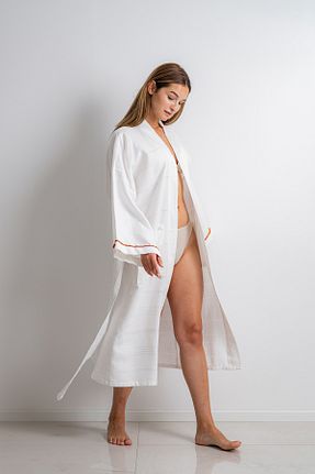 کیمونو و کافتان سفید زنانه %100 پنبه cakka - کد 756210258