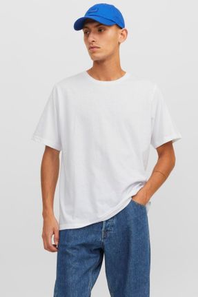 تی شرت سفید مردانه رگولار یقه گرد پنبه - پلی استر تکی کد 756472436