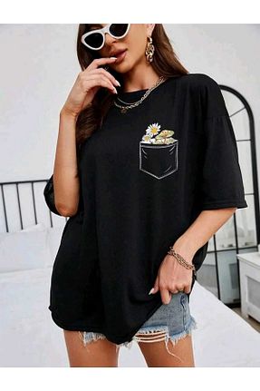 تیشرت مشکی زنانه اورسایز FAVORİST - کد 756733298