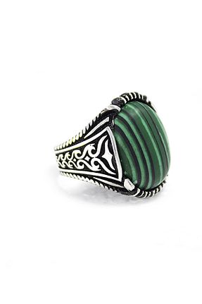 انگشتر نقره سبز مردانه عقیق bymissmücevherat - کد 448331331