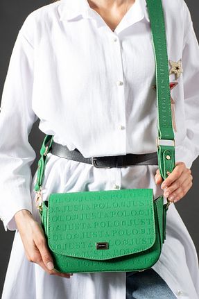 کیف دوشی سبز زنانه چرم خالص Just Polo - کد 755053748