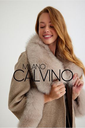 پالتو بژ زنانه پشمی Milano Calvino - کد 171334465