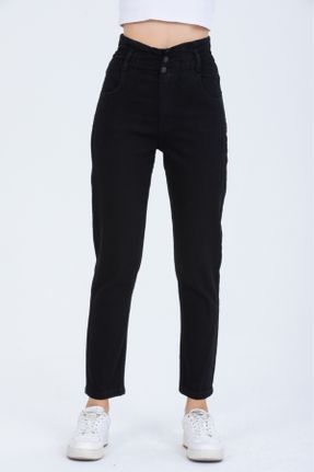شلوار جین مشکی زنانه پاچه ساده فاق بلند جوان کد 379020977